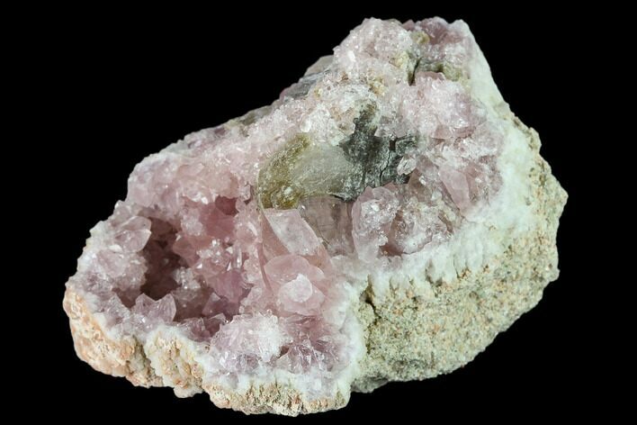Pink Amethyst Geode Section with Calcite - Argentina #134782